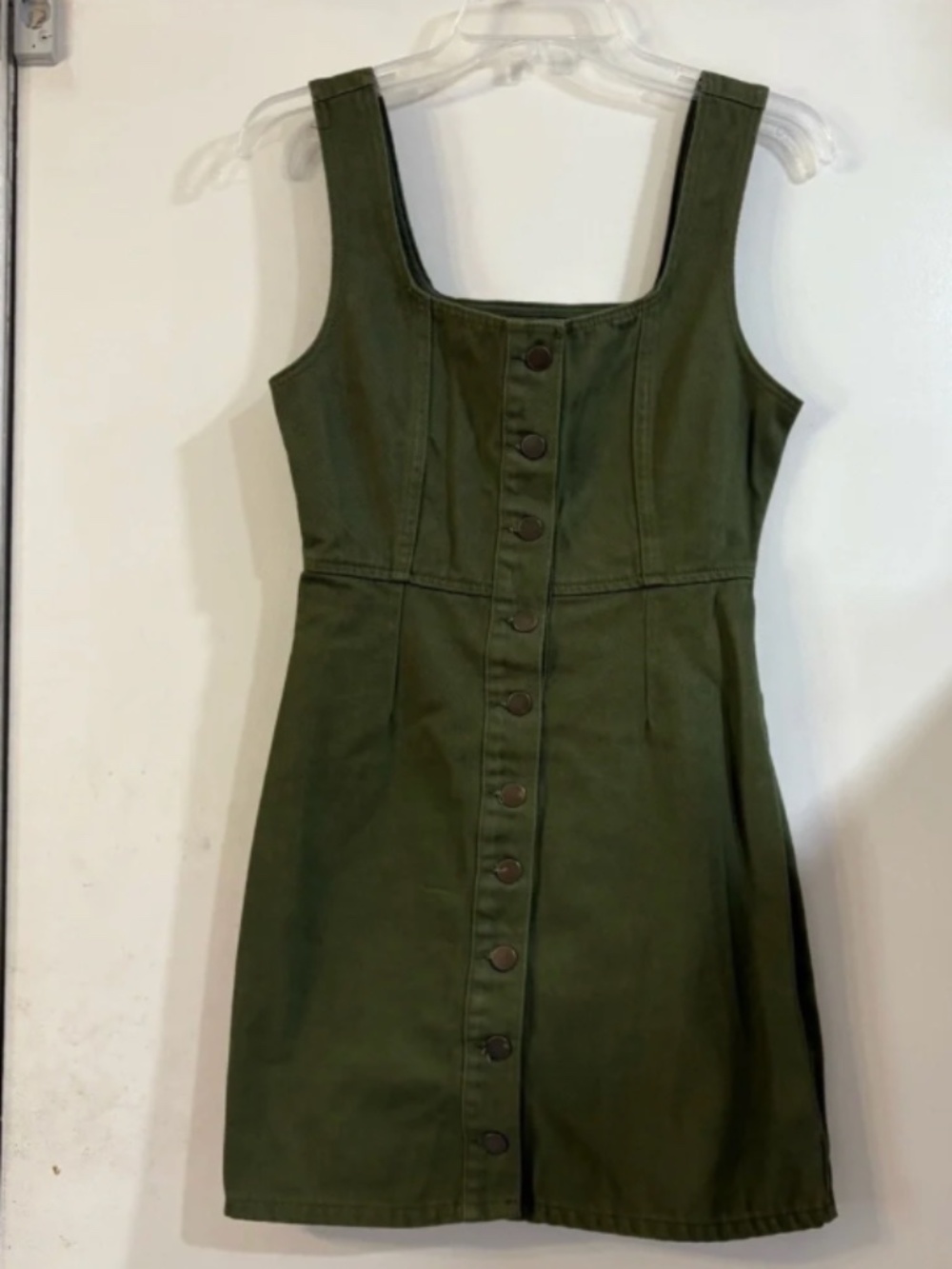 Urban Outfitters Olive Green Button-Front Tank Dress